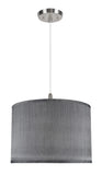 # 71013  Two-Light Hanging Pendant Ceiling Light with Transitional Hardback Drum Fabric Lamp Shade, Grey & Black, 16" W