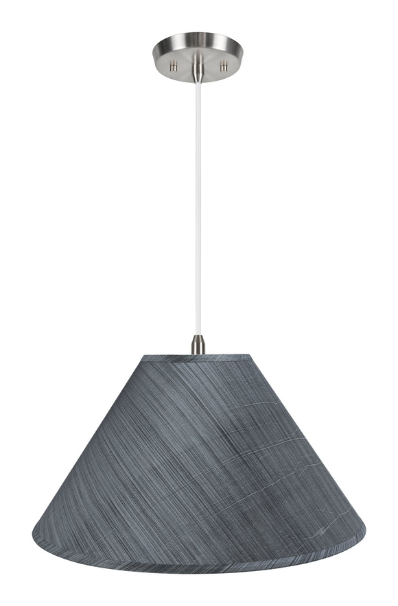 # 72203-11 Two-Light Hanging Pendant Ceiling Light with Transitional Hardback Empire Fabric Lamp Shade, Grey-Black, 19
