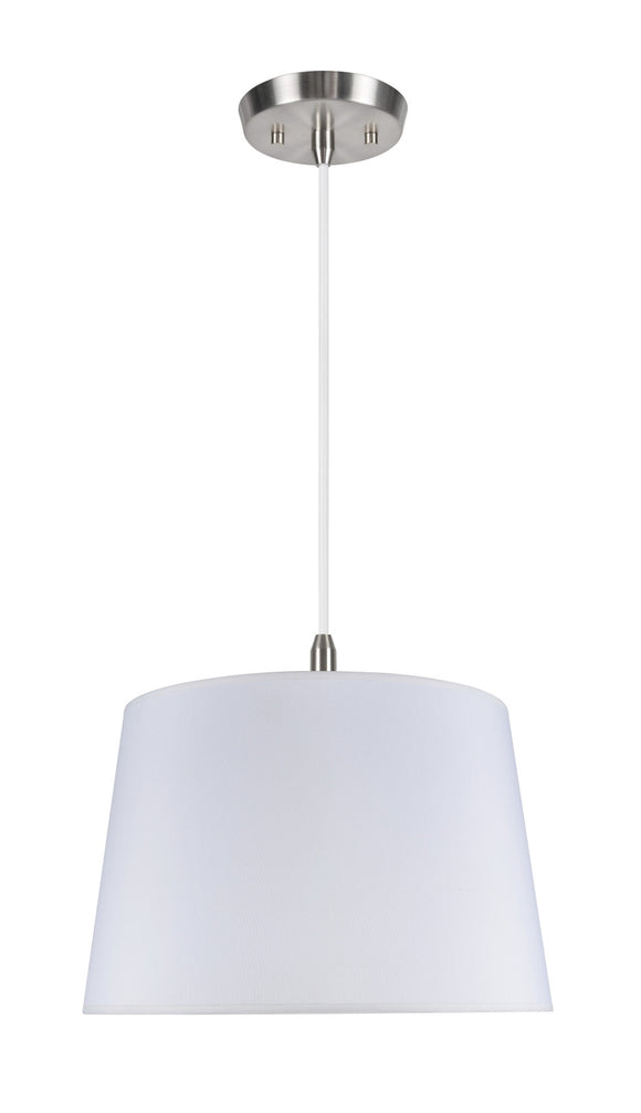 # 72025 Two-Light Hanging Pendant Ceiling Light with Transitional Hardback Fabric Lamp Shade, White Faux Silk, 17