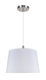 # 72025 Two-Light Hanging Pendant Ceiling Light with Transitional Hardback Fabric Lamp Shade, White Faux Silk, 17" W