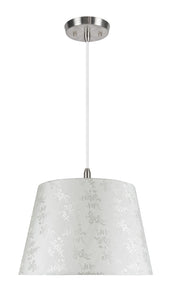 # 72019  Two-Light Hanging Pendant Light with Transitional Hardback Fabric Lamp Shade, in Butter Crème Floral Design, 15" W