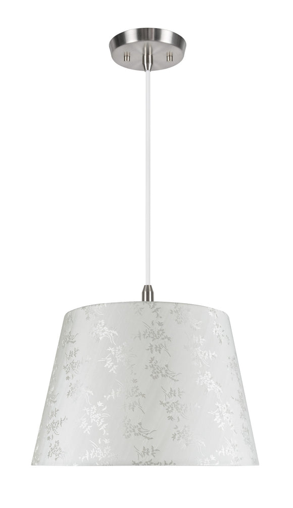 # 72019  Two-Light Hanging Pendant Light with Transitional Hardback Fabric Lamp Shade, in Butter Crème Floral Design, 15