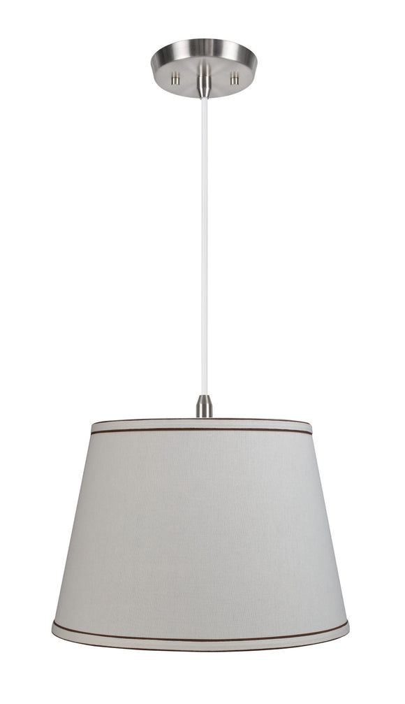 # 72042 Two-Light Hanging Pendant Ceiling Light with Transitional Hardback Fabric Lamp Shade, Off White Linen, 15