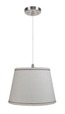 # 72042 Two-Light Hanging Pendant Ceiling Light with Transitional Hardback Fabric Lamp Shade, Off White Linen, 15" W