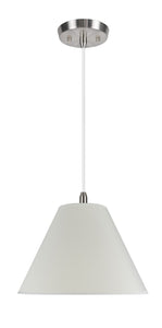 # 72031  Two-Light Hanging Pendant Ceiling Light with Transitional Hardback Fabric Lamp Shade, in Off White Cotton, 16" W
