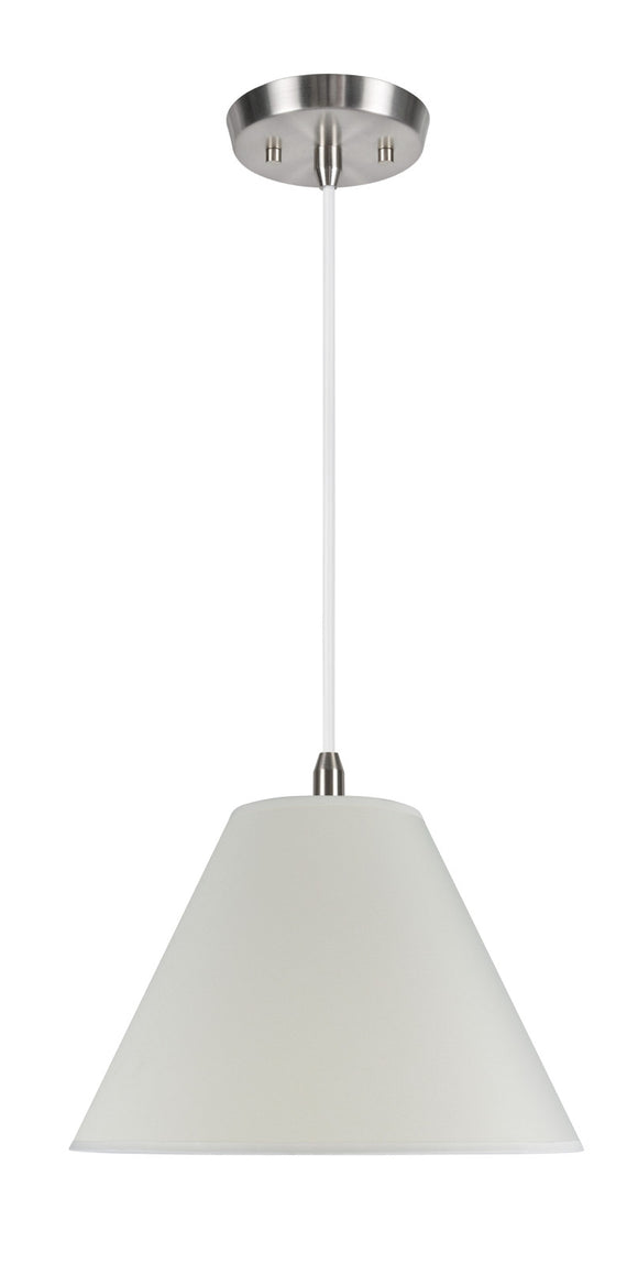 # 72031  Two-Light Hanging Pendant Ceiling Light with Transitional Hardback Fabric Lamp Shade, in Off White Cotton, 16