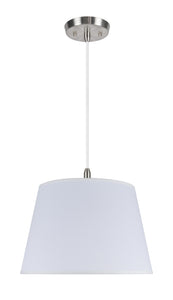 # 72018 Two-Light Hanging Pendant Ceiling Light with Transitional Hardback Fabric Lamp Shade, in Ivory Tetoron Rayon, 15" W