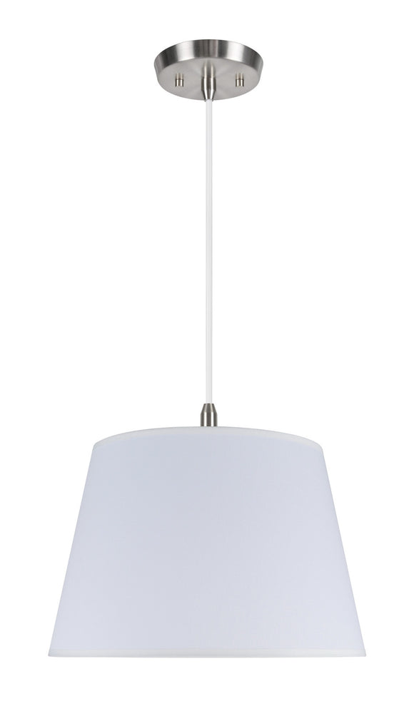 # 72018 Two-Light Hanging Pendant Ceiling Light with Transitional Hardback Fabric Lamp Shade, in Ivory Tetoron Rayon, 15