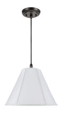 # 75005  One-Light Hanging Pendant Ceiling Light with Transitional Hexagon Bell Fabric Lamp Shade, Off White Cotton, 16" W