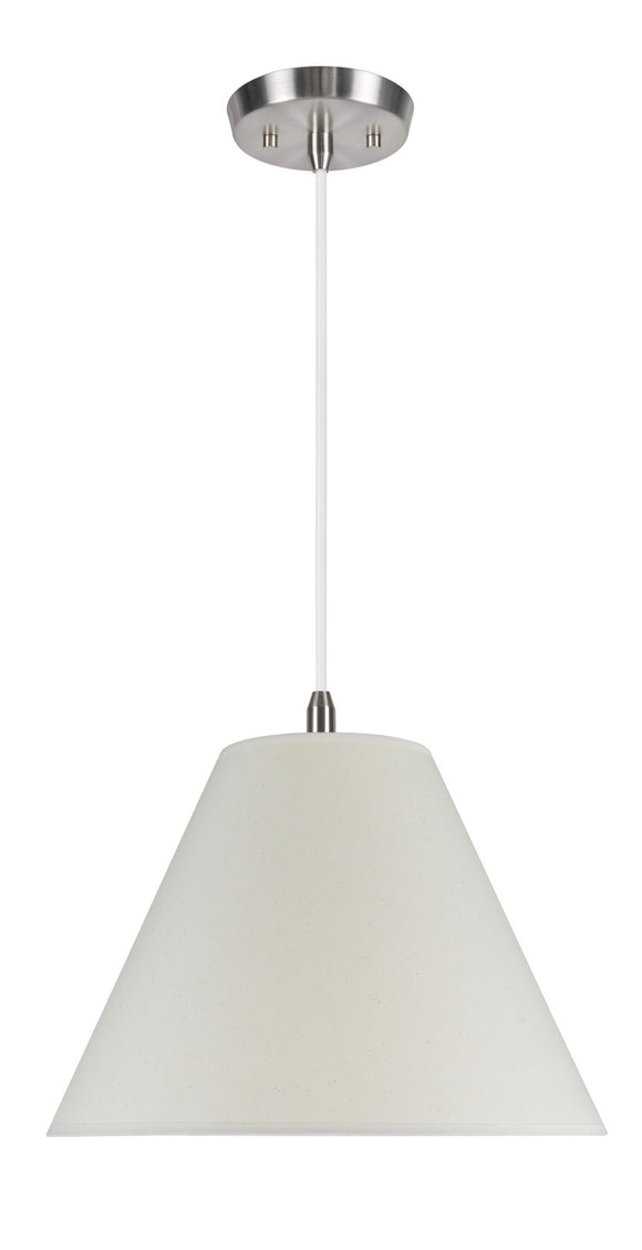 # 72016  Two-Light Hanging Pendant Ceiling Light with a Transitional Hardback Fabric Lamp Shade, in an Ivory Cotton, 16