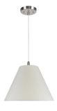 # 72016  Two-Light Hanging Pendant Ceiling Light with a Transitional Hardback Fabric Lamp Shade, in an Ivory Cotton, 16" W