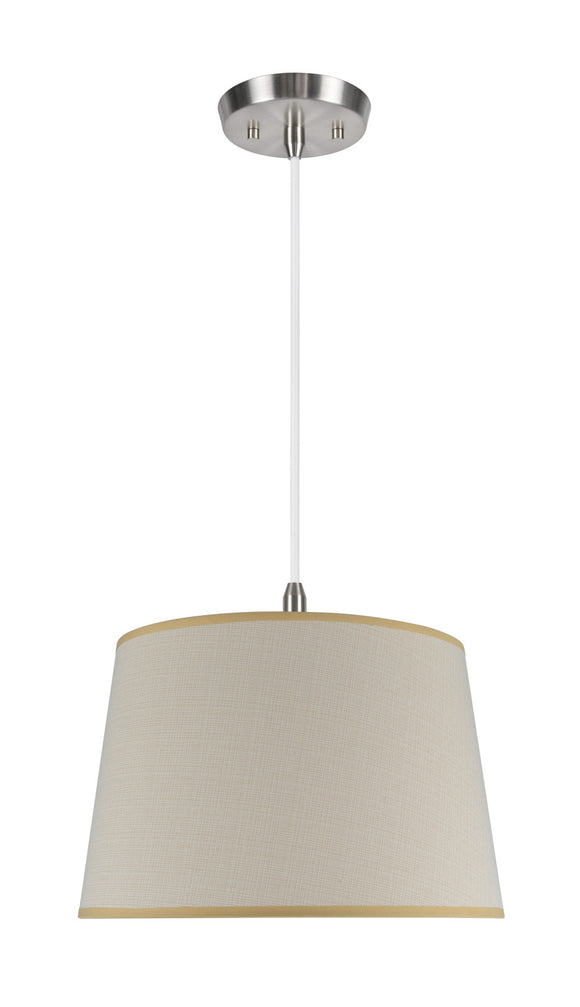 # 72026 Two-Light Hanging Pendant Ceiling Light with Transitional Hardback Fabric Lamp Shade, Butter Creme Cambric, 17