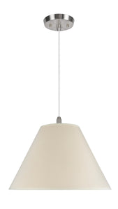 # 72024 Two-Light Hanging Pendant Ceiling Light with Transitional Hardback Fabric Lamp Shade, Butter Creme Cotton, 18" W