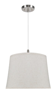 # 72055  Two-Light Hanging Pendant Ceiling Light with Transitional Hardback Fabric Lamp Shade, in a Beige Linen, 16" W