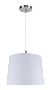 # 72020 Two-Light Hanging Pendant Ceiling Light with Transitional Hardback Fabric Lamp Shade, in a White Linen, 16" W