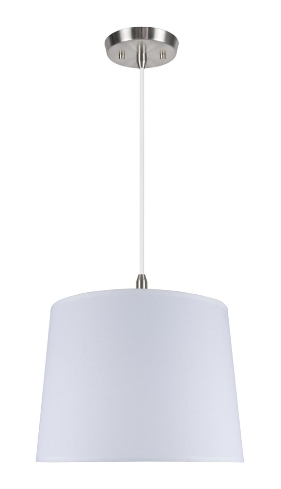 # 72020 Two-Light Hanging Pendant Ceiling Light with Transitional Hardback Fabric Lamp Shade, in a White Linen, 16