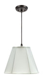 # 75003 One-Light Hanging Pendant Ceiling Light with Transitional Hexagon Bell Fabric Lamp Shade, Off White Cotton, 14" W