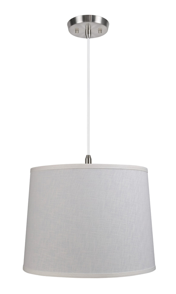 # 72054  Two-Light Hanging Pendant Ceiling Light with Transitional Hardback Fabric Lamp Shade, Off White Linen, 16