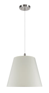# 72027 Two-Light Hanging Pendant Ceiling Light with Transitional Hardback Fabric Lamp Shade, in Ivory Cotton, 18" W