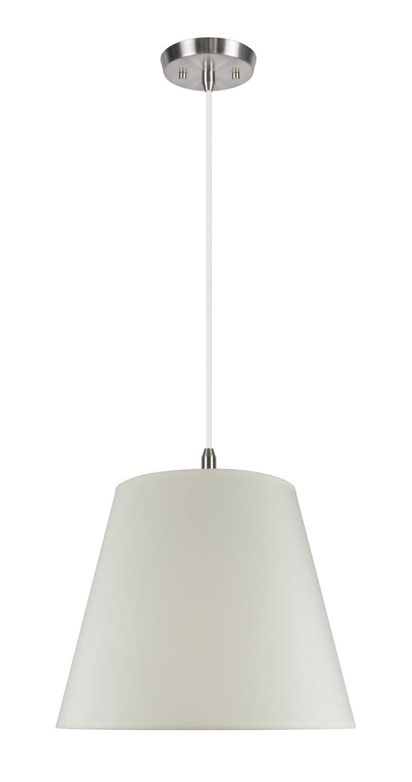 # 72027 Two-Light Hanging Pendant Ceiling Light with Transitional Hardback Fabric Lamp Shade, in Ivory Cotton, 18