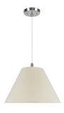 # 72023 Two-Light Hanging Pendant Ceiling Light with Transitional Hardback Fabric Lamp Shade, Off White Linen, 18" W