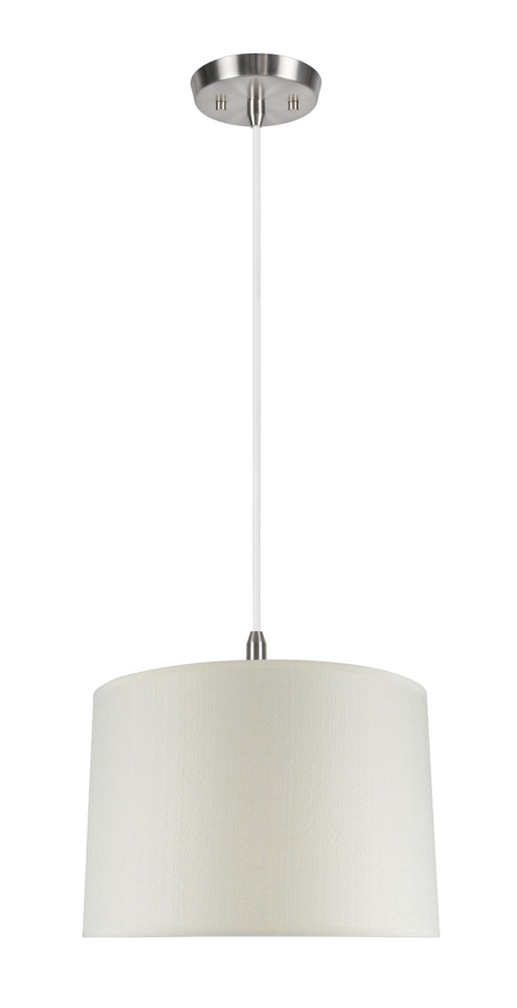 # 72022  Two-Light Hanging Pendant Ceiling Light with Transitional Hardback Fabric Lamp Shade, Textured Butter Creme, 16