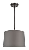 # 72241 One-Light Hanging Pendant Ceiling Light with Transitional Hardback Fabric Lamp Shade, Grey Elastic Cotton, 14" W