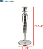 # 17456, Nickel Aluminum Solid Candle Holder, Table Decorative Candle Stand for Wedding, Dinning, Party, Home Decor, 4-1/2" Diameter x 12-3/4" Height