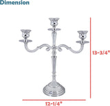# 16304-11, Nickel Aluminum Solid Candle Holder, Table Decorative Candle Stand for Wedding, Dinning, Party, Home Decor, 12-1/4" L x 4-1/4" W x 13-3/4" H