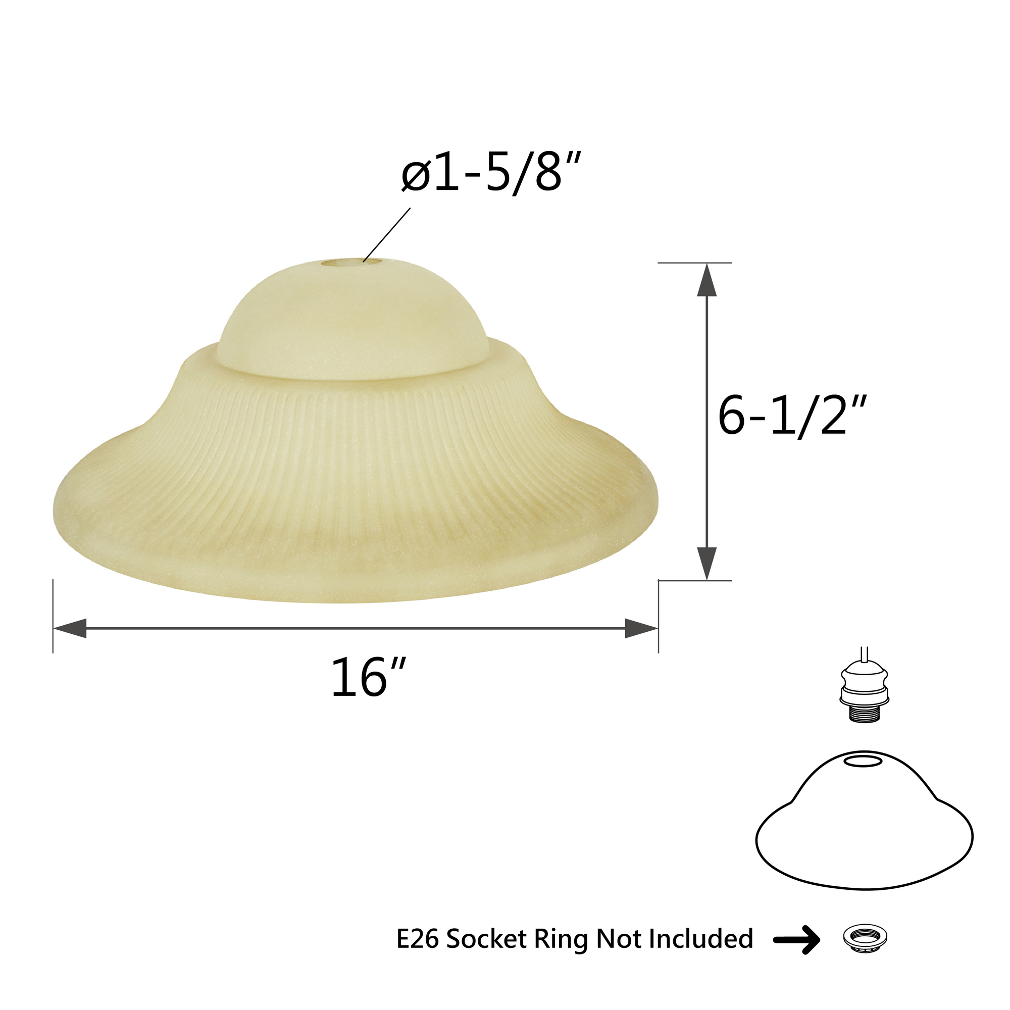 23119-01 Amber Glass Shade for Medium Base Socket Torchiere Lamp