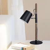 # 40205-21, 21-3/4" High Transitional Metal & Wood Desk Lamp, Matte Black Finish with Metal Lamp Shade, 7" wide