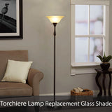 # 23150-11, Clear&Sandblasted/2 Tone Glass Shade for Medium Base Socket Torchiere Lamp, Swag Lamp,Pendant, Island Fixture.11-3/4" Diameter x 4" Height.